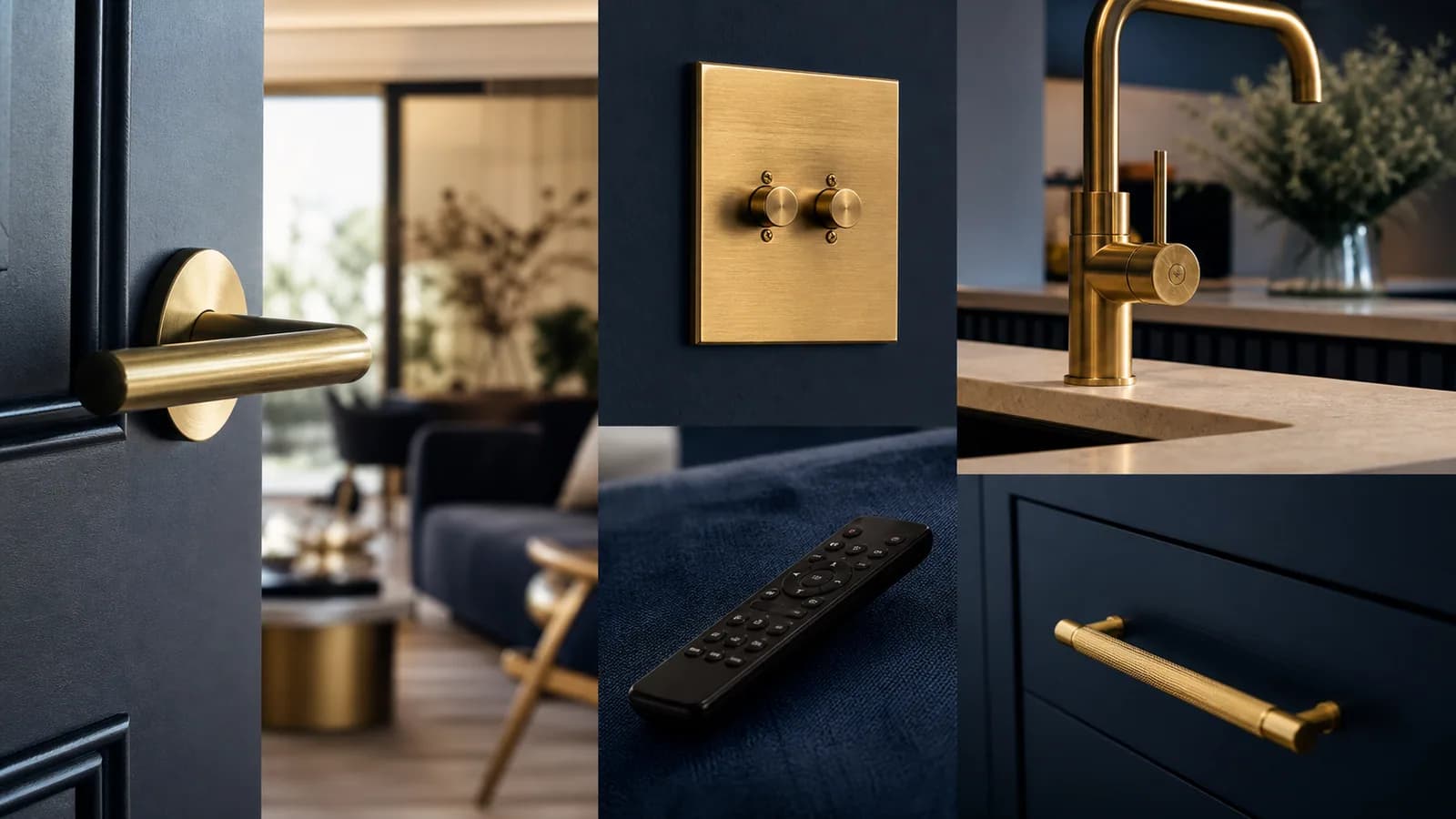 Door handle, switch, remote and tap details representing overlooked high-touch areas